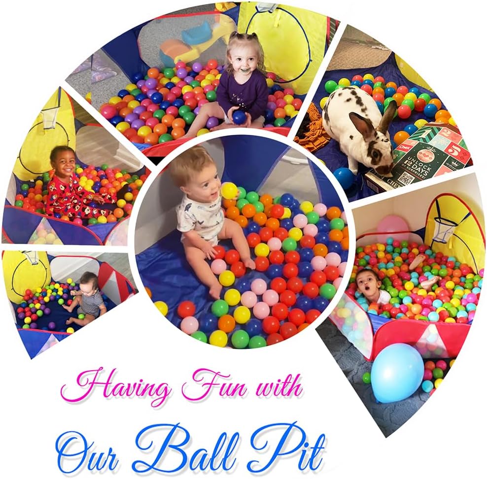 Playpen with Basketball Hoop and Zipper Storage Bag, 4 Ft/120CM, Balls Not Included (Blue Yellow Red)