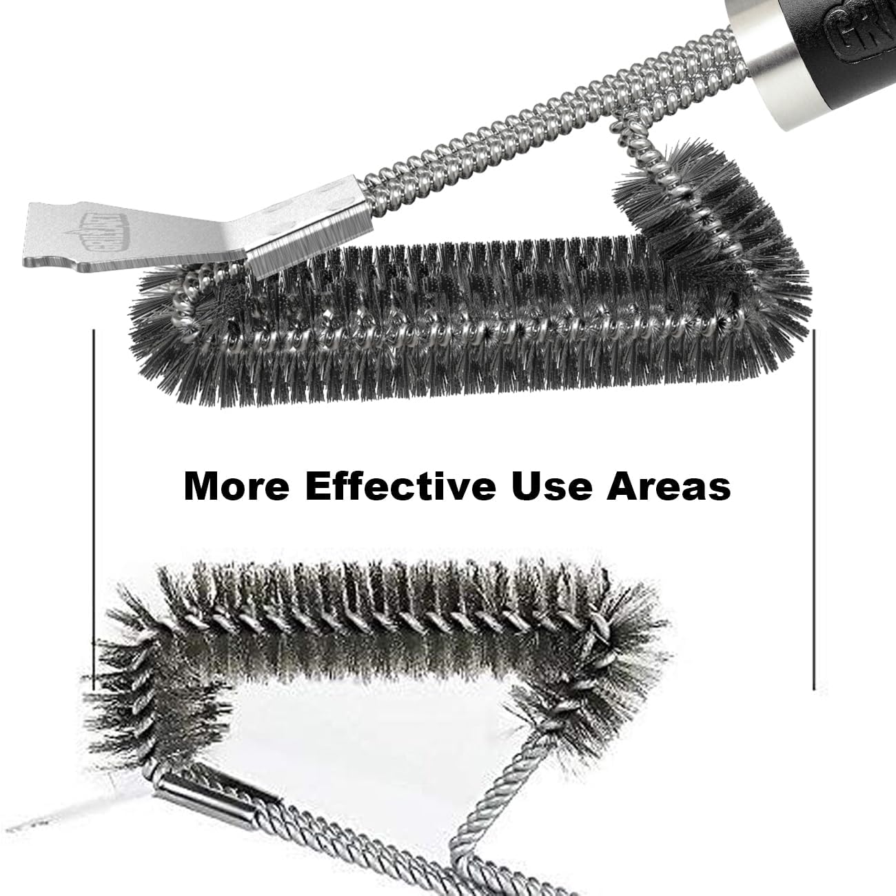 GRILLART Grill Brush and Scraper Tightly-Woven 3 in 1 Wire Bristles, Safe 18” Long Handle Heavy-Duty Stainless Cleaning Tool, Outdoor Grill Barbecue Cleaner BBQ Accessories, Gifts for Men Dad, BR-4516