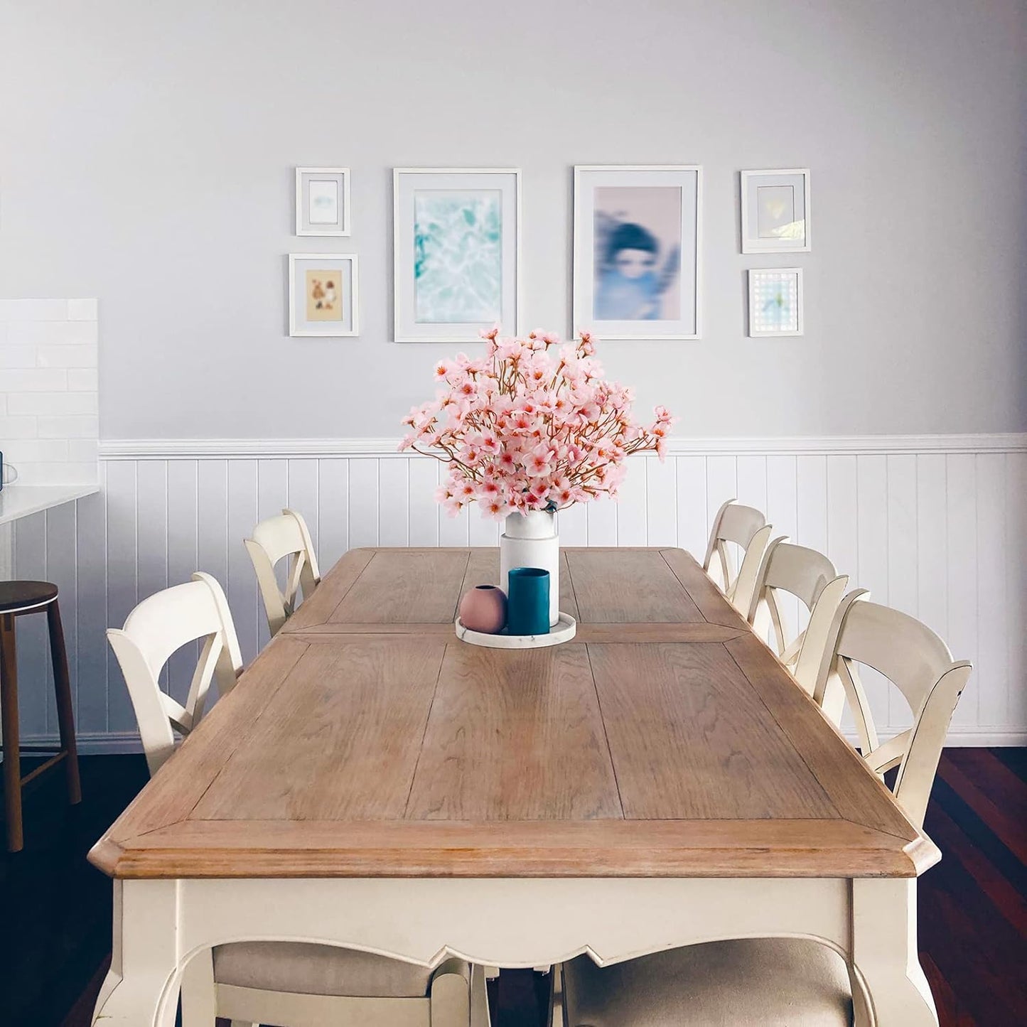 Uieke 8Pcs Artificial Cherry Blossom Flowers for DIY, Home, Wedding, Party Decor - Pink