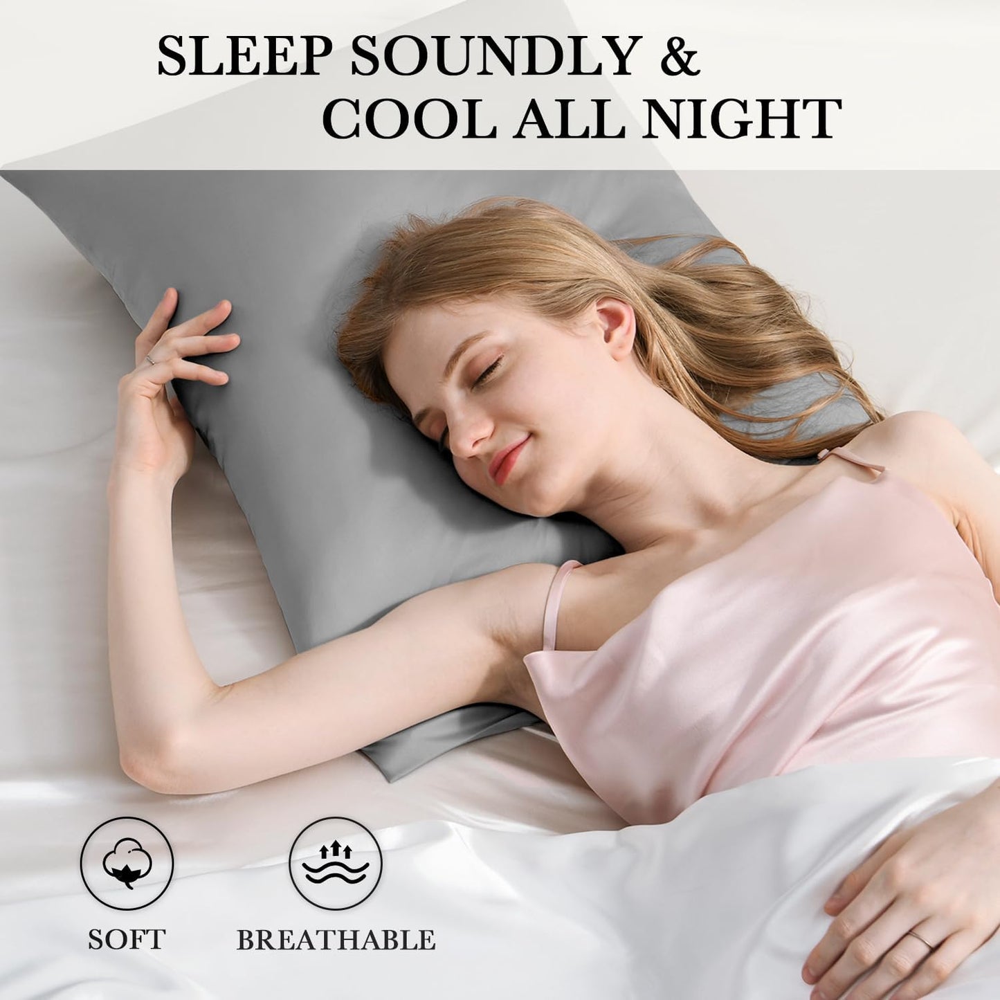 Softhour Silky Pillowcase, King Size 20 x 36 Inches, Dark Gray, Premium Satin Pillow Cases with Zipper Closure for Hair and Skin