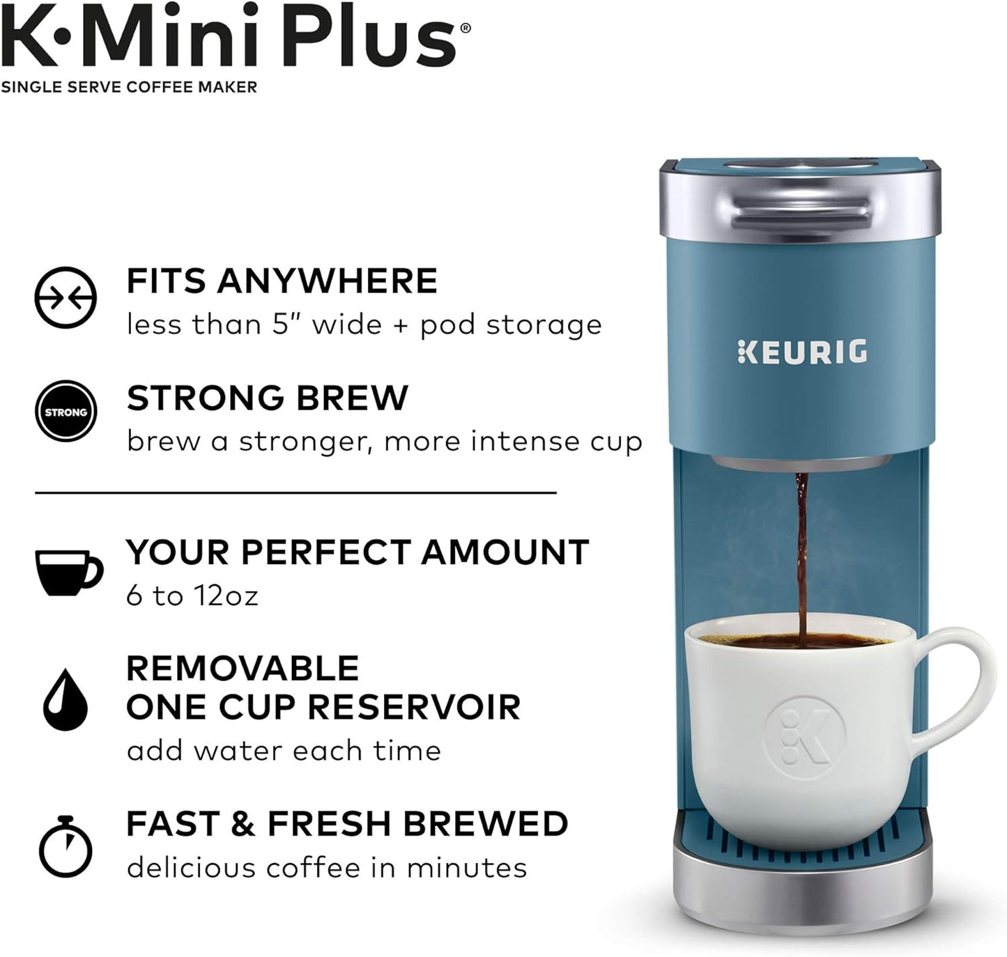 Keurig K-Mini Plus Single Serve K-Cup Pod Coffee Maker, Evening Teal - Retail $109