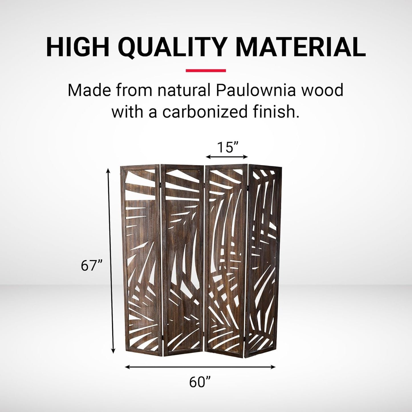 Proman Products - Palm Spring Panel, Wooden Room Divider, Folding Screen Room Divider with Palm Leaf Design (Smoked Brown) - Retail $134