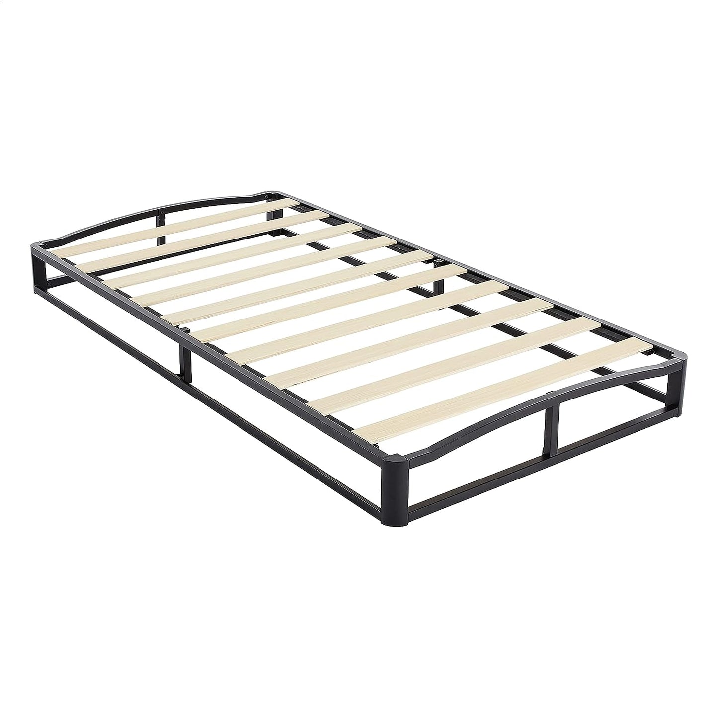 NEW - Amazon Basics Twin Metal Platform Bed Frame with Wood Slat Support, 10 Inches High, Black - Retail $106