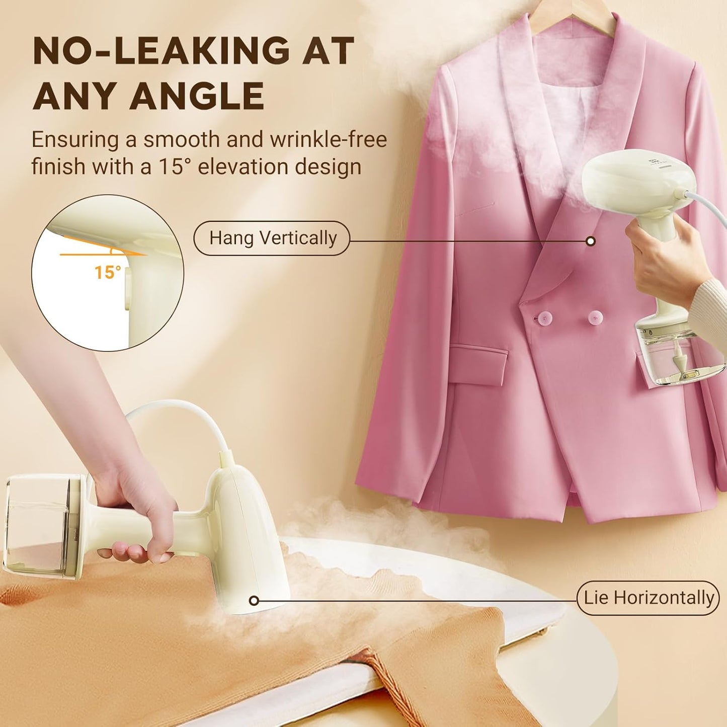 Steamer for Clothes, Handheld 10-second Fast Heat-up Clothes Steamer, Portable Travel Steamer