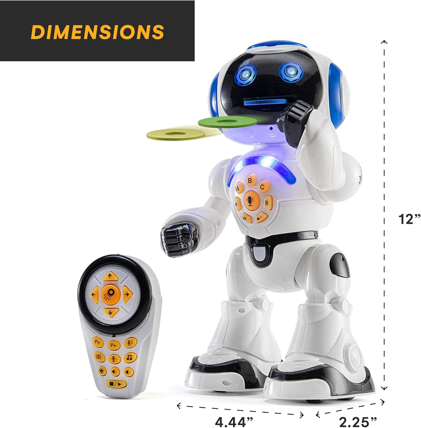Programmable LED RC Robot Toys - Interactive 12-inch Tall Dancing and Talking Robot for Kids - Retail $33