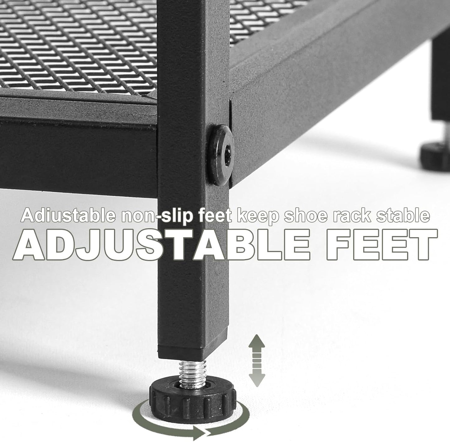 NEW w/ dmg - 4-Tier Shoe Rack with Large Capacity, Metal Shoe Shelf Organizer, Free Standing Shoe Rack for Front Door Entrance Entryway Hallway Living Room Doorway (11.02"D x 24.41"W x 23.62"H, Rustic)