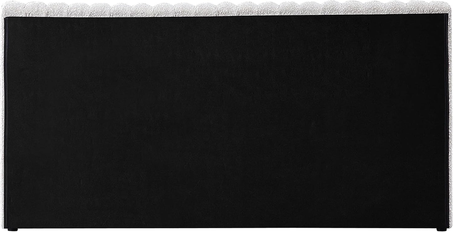 Meridian Furniture NashCream-F Nash Collection Modern | Contemporary Boucle Fabric Upholstered Full Bed with Rich Cream Boucle Fabric and Deep Channel Tufting, 68" W x 86" D x 38" H, Cream, Full