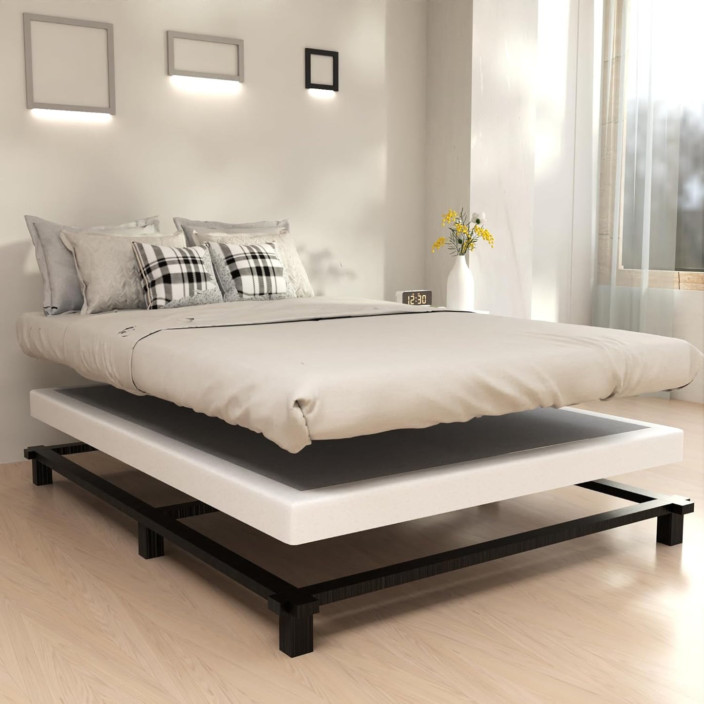 3 Inch Box Spring Full, Low Profile Box Spring Full Size, Metal Bed Base,Heavy Duty Mattress Foundation, Non-Slip,Easy Assembly - Retail $110