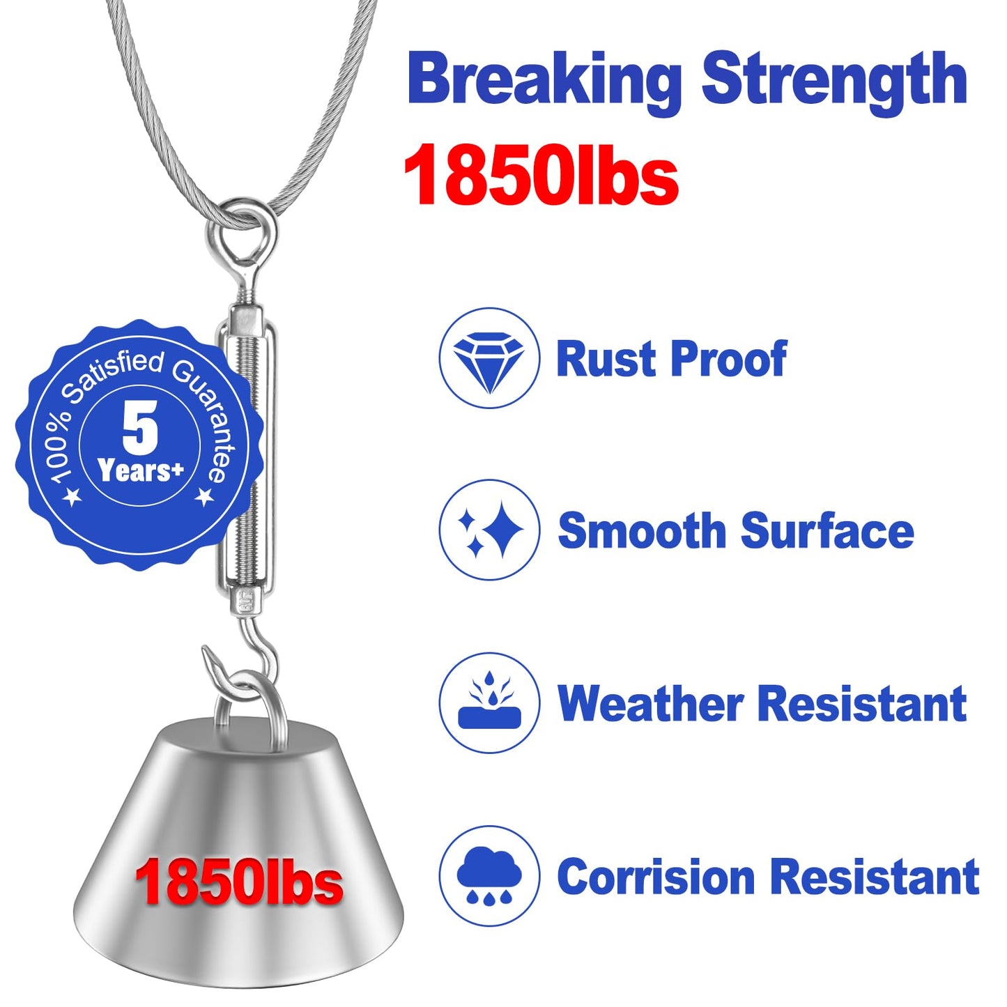 CKE 300FT 1/8" Stainless Steel Cable Railing System Hardware, T316 Stainless Steel Wire Rope Cable for Deck Cable Railing Kits, 7x7 Strands Construction Aircraft Cable Wire Rope, DIY Balustrades CW600