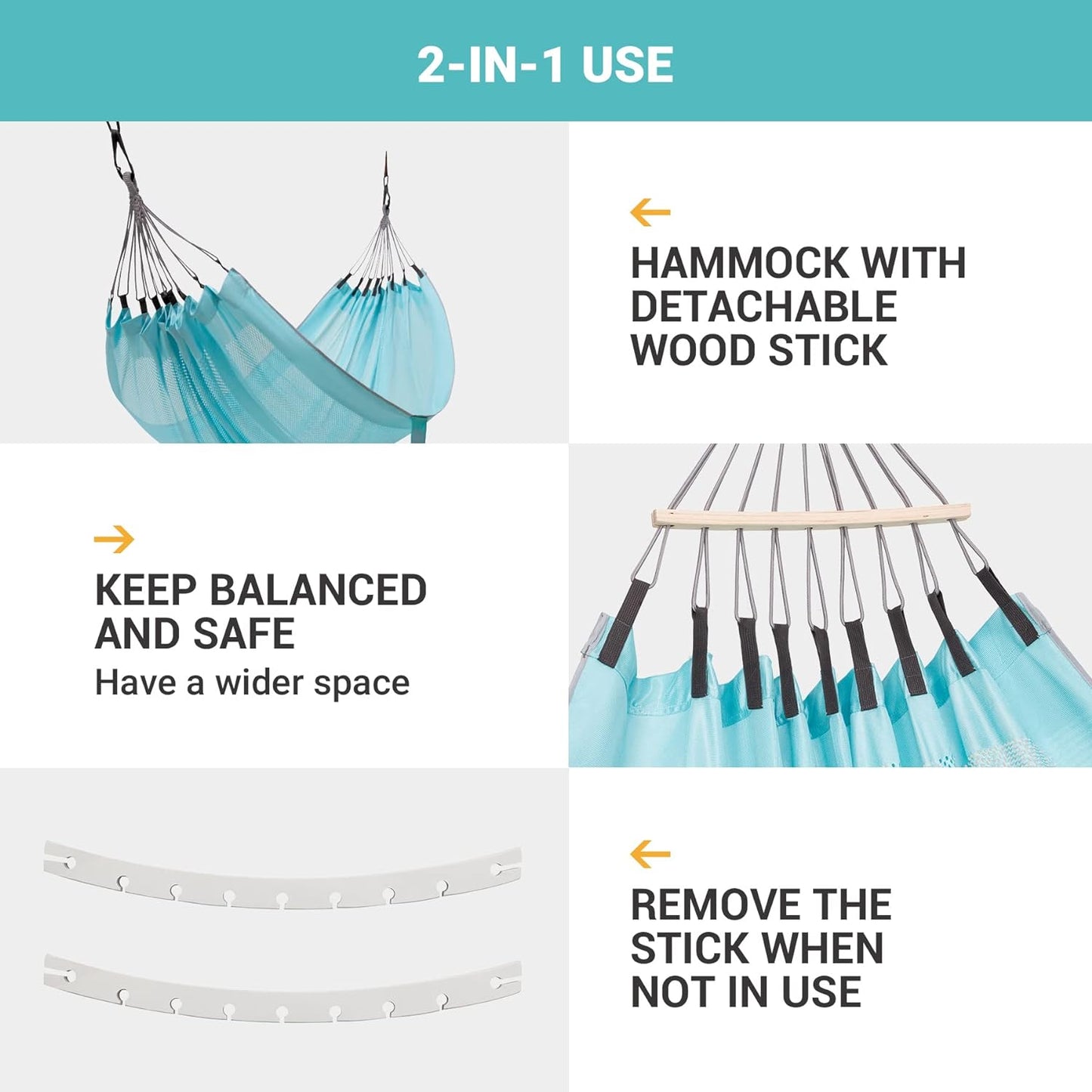 NEW - KingCamp Double Mesh Hammock, Camping Hammock Breathable Portable Outdoor/Indoor Hammocks Tree Hammock for Camping Backpacking, Hiking, Backyard, Patio Support to 440lbs, 2 Tree Straps (Cyan) - Retail $29