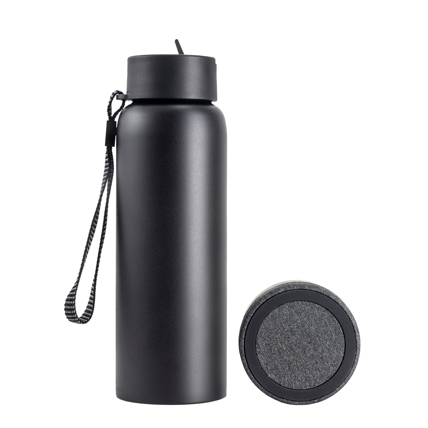 TYLT 24oz Stainless Steel Water Bottle with Built-in Bluetooth Speaker - 12-Hour Playback, Double-Wall Insulation, Portable Audio for Outdoor Adventures & Travel (Black)