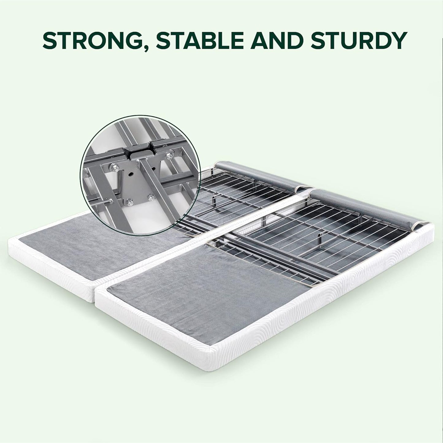 NEW - ZINUS Split King No Assembly Metal Box Spring, 4 Inch White Mattress Foundation, Sturdy Metal Structure - Retail $330