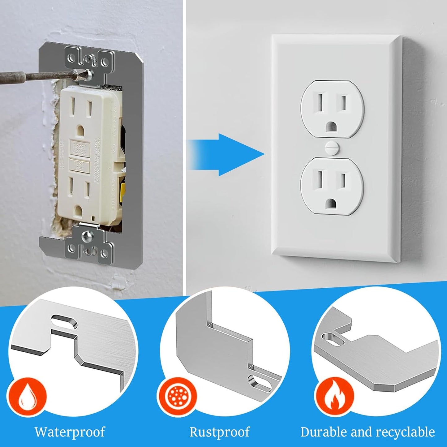 48 Pcs Electric Outlet Spacers for Electrical Box, Flush Fit Device Leveling Plates Wall Plate Spacers for Loose Outlet Plug and Switches Repair