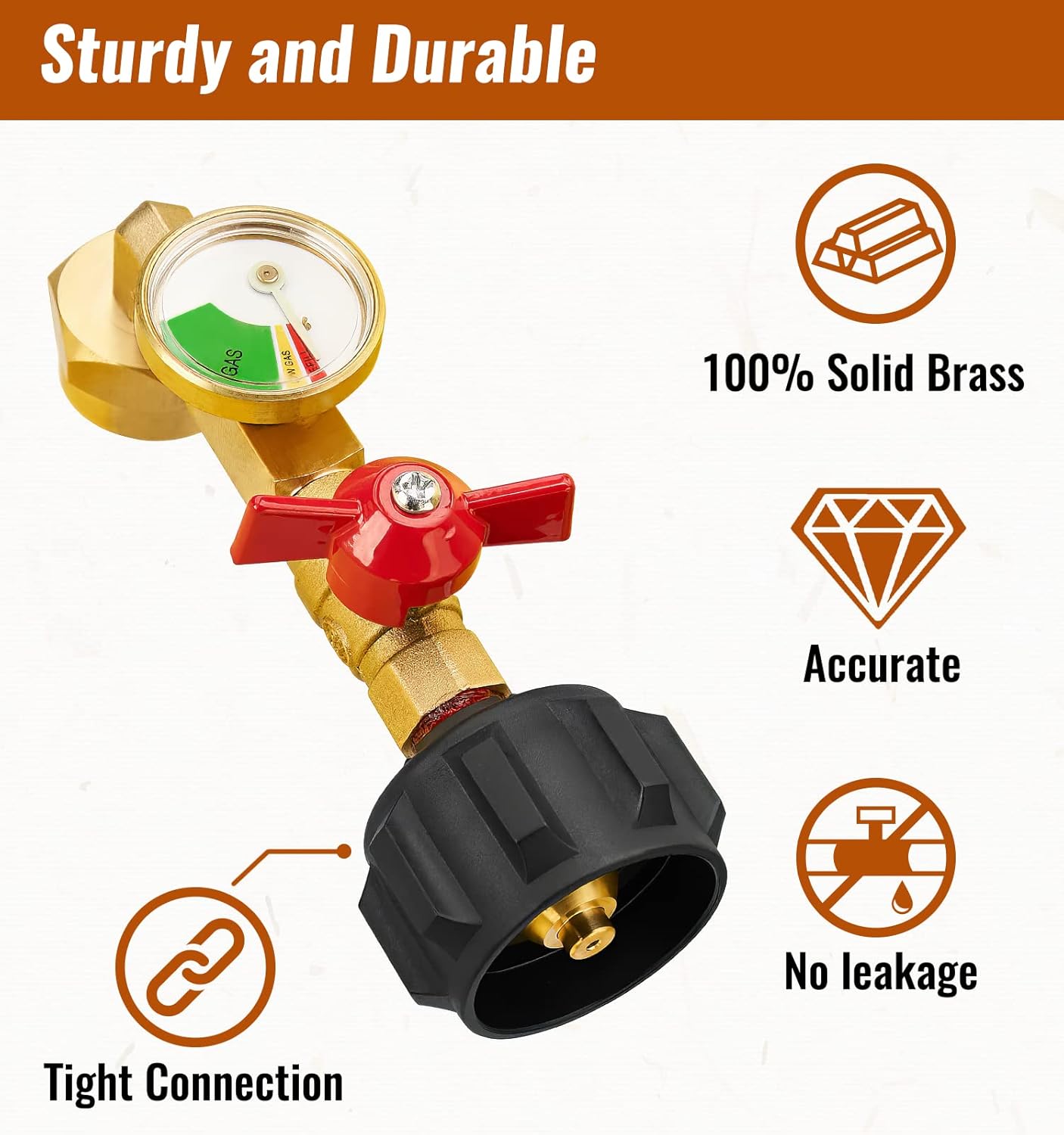 Propane Refill Adapter with Valve and Gauge, Fill 1 Pound Bottles from 20lb Tank, Fits QCC1 / Type1 Propane Tank and 1 lb Throwaway Disposable Cylinder Propane Bottle Connector