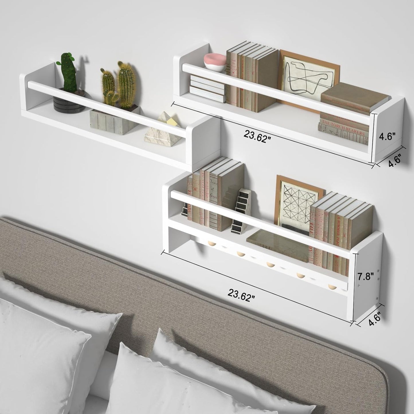 NEW - Esonal Wall Mounted Bookshelves for Kids, White Nursery Floating Book Shelves, 24 Inch Floating Shelves for Wall Decor Storage for Kids Room, Bathroom Decor, Bedroom, Set of 3 - Retail $48