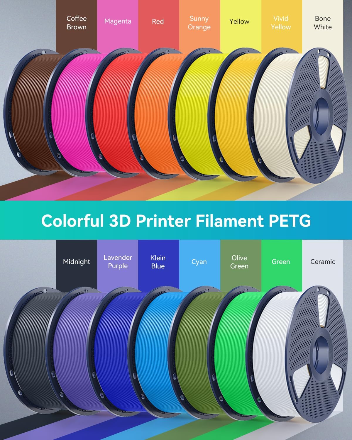 SUNLU Large Spool 3KG PETG Filament, 3D Printer Filament PETG 1.75mm, Highly Resilient, Resistant to Impact and Damage, Big Roll Filament, 3kg Spool(6.6 lbs), Black.