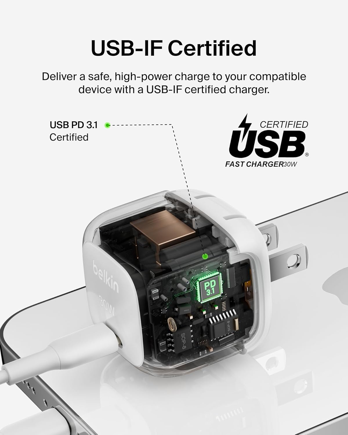 Belkin USB C Charger Block 30W, USB-C PD Super Fast Charging for Apple iPhone 17, Air, Pro, Pro Max, Samsung Galaxy S25, Galaxy S24, iPad, AirPods, Nintendo Switch 2, Google Pixel 10, etc. - White