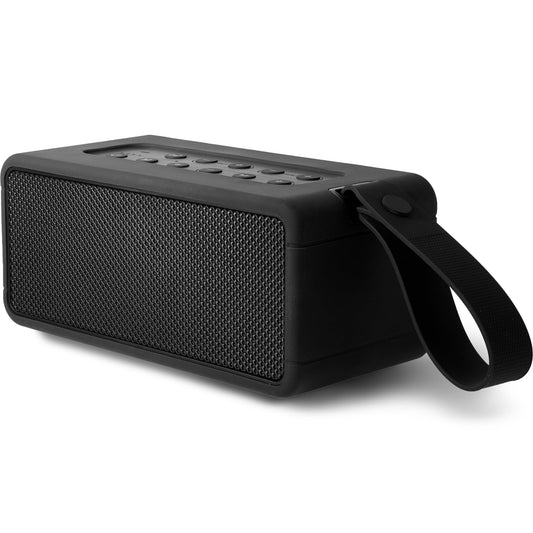 AT&T Essentials Retro 80W Bluetooth Speaker, IPX6 Waterproof, Bluetooth 5.3, LED Light Modes, Bass & Treble Control, 12H Battery, USB-C Charging, Outdoor & Indoor Use, Home Audio System - Black