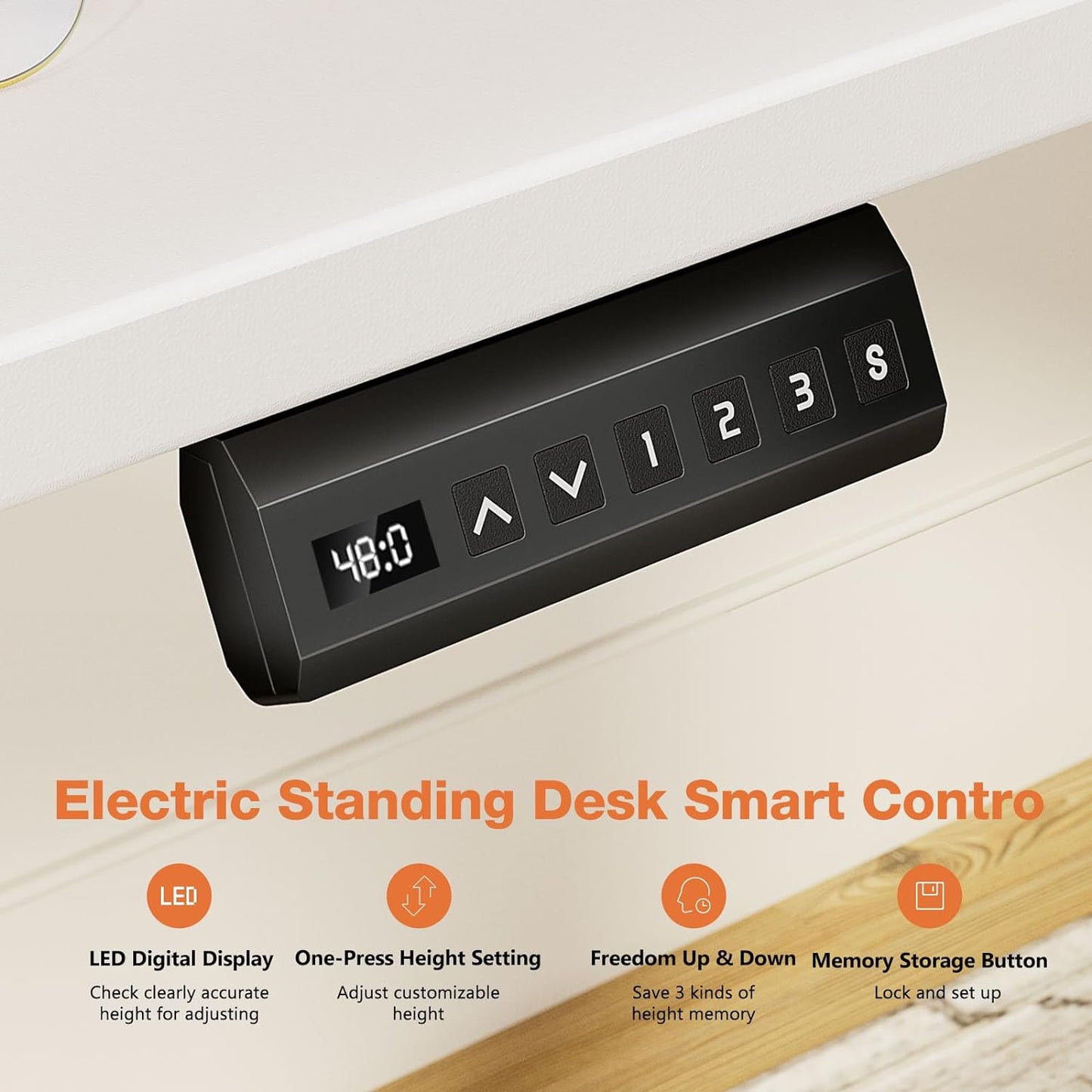 Sweetcrispy Electric Standing Desk - 55 x 24 inch Adjustable Height Sit to Stand Up Desk with Splice Board, Rising Home Office Computer Table with 2 Hook and Wire Hole for Work - Retail $139