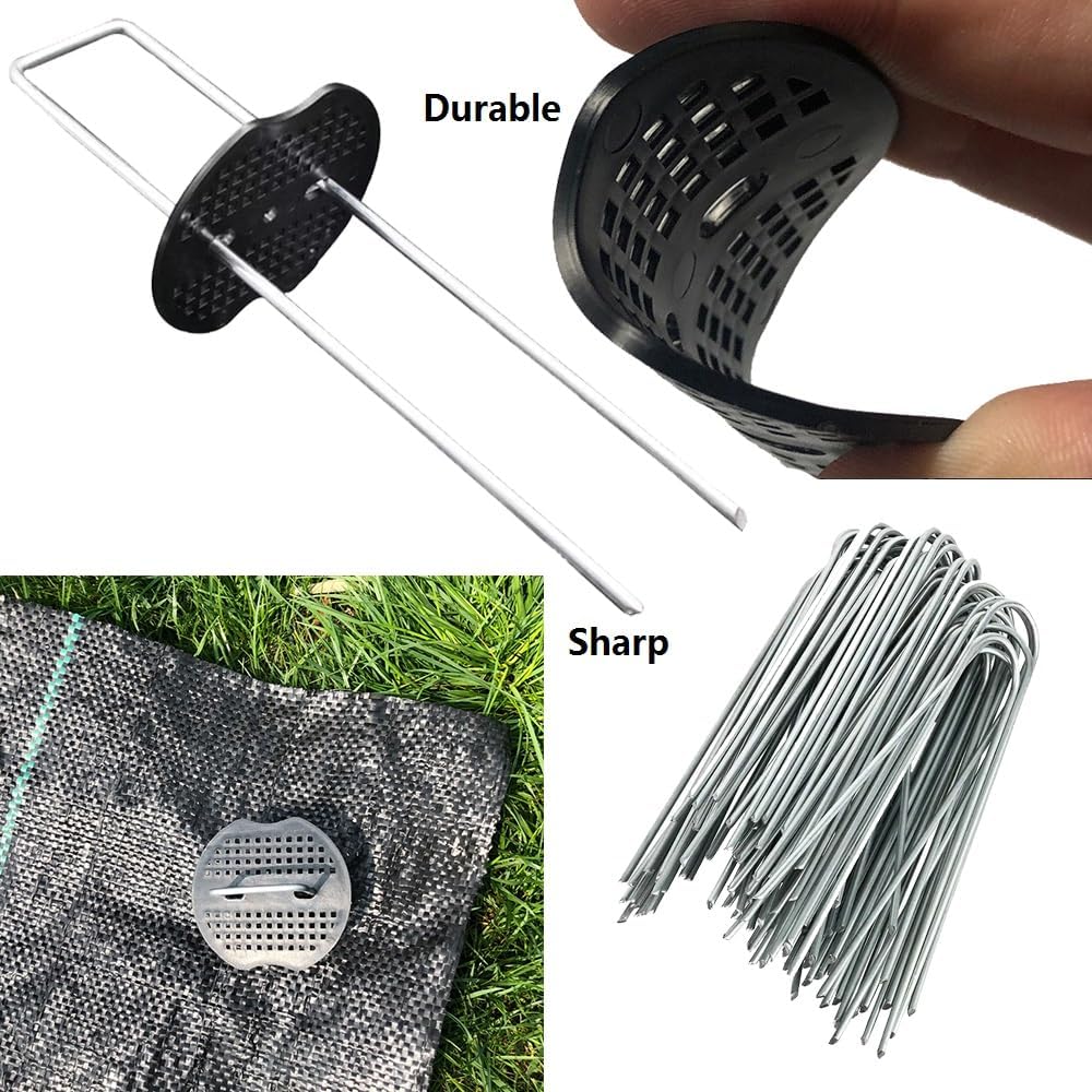 6.6x32.8ft Landscape Fabric Weed Barrier Fabric Heavy Duty,Landscape Fabric with 15 U-Shaped Pins and Gasket for Landscaping, Driveway, Weed Control, Construction, Underlayment-3.2oz