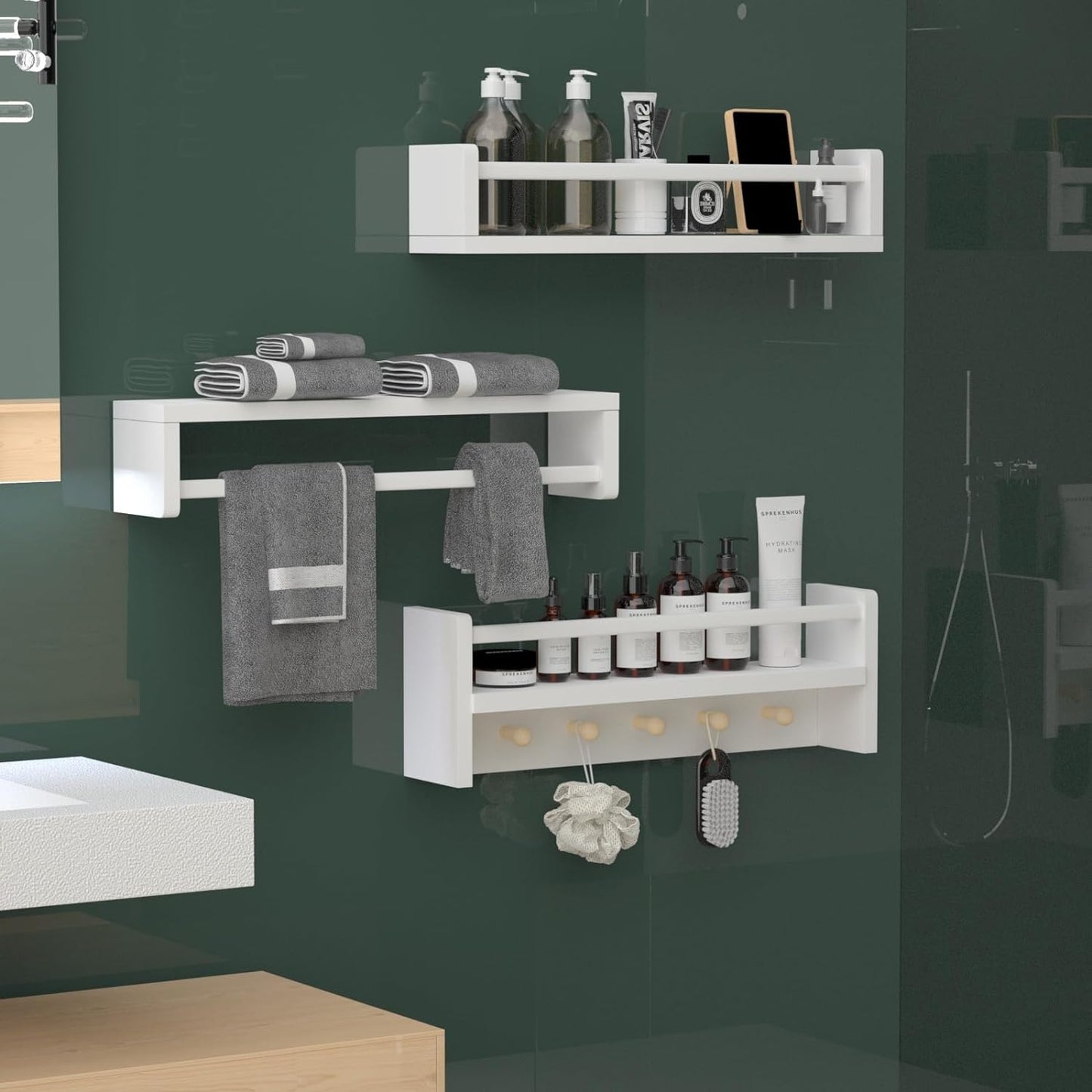 NEW - Esonal Wall Mounted Bookshelves for Kids, White Nursery Floating Book Shelves, 24 Inch Floating Shelves for Wall Decor Storage for Kids Room, Bathroom Decor, Bedroom, Set of 3 - Retail $48