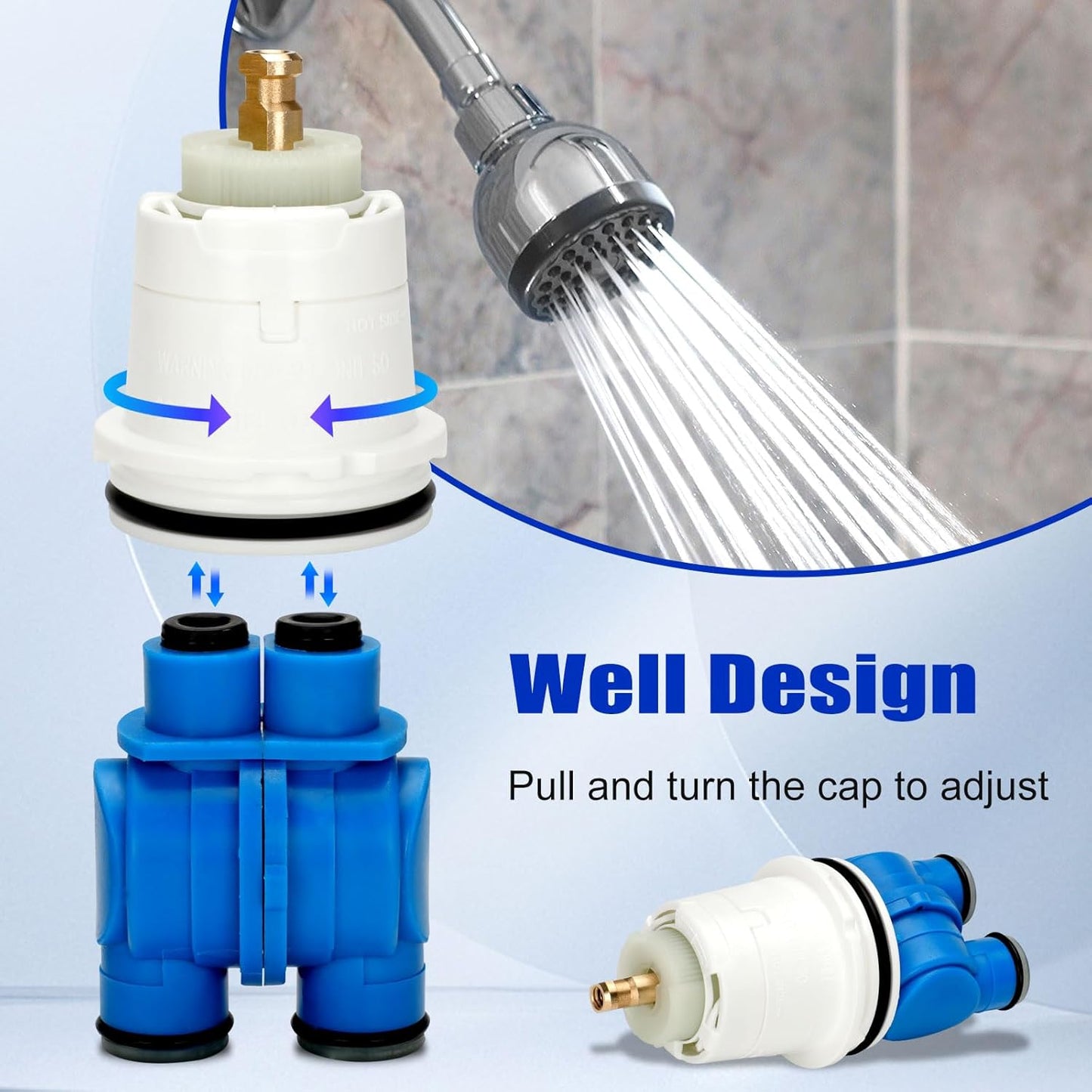 RP19804 Shower Cartridge Assembly,Shower Valve Cartridge Replacement for 1300/1400 Series Tub and Shower, Pressure Balance Cartridge Compatible with Single-Handle Monitor Shower (1993~2007),2PCS