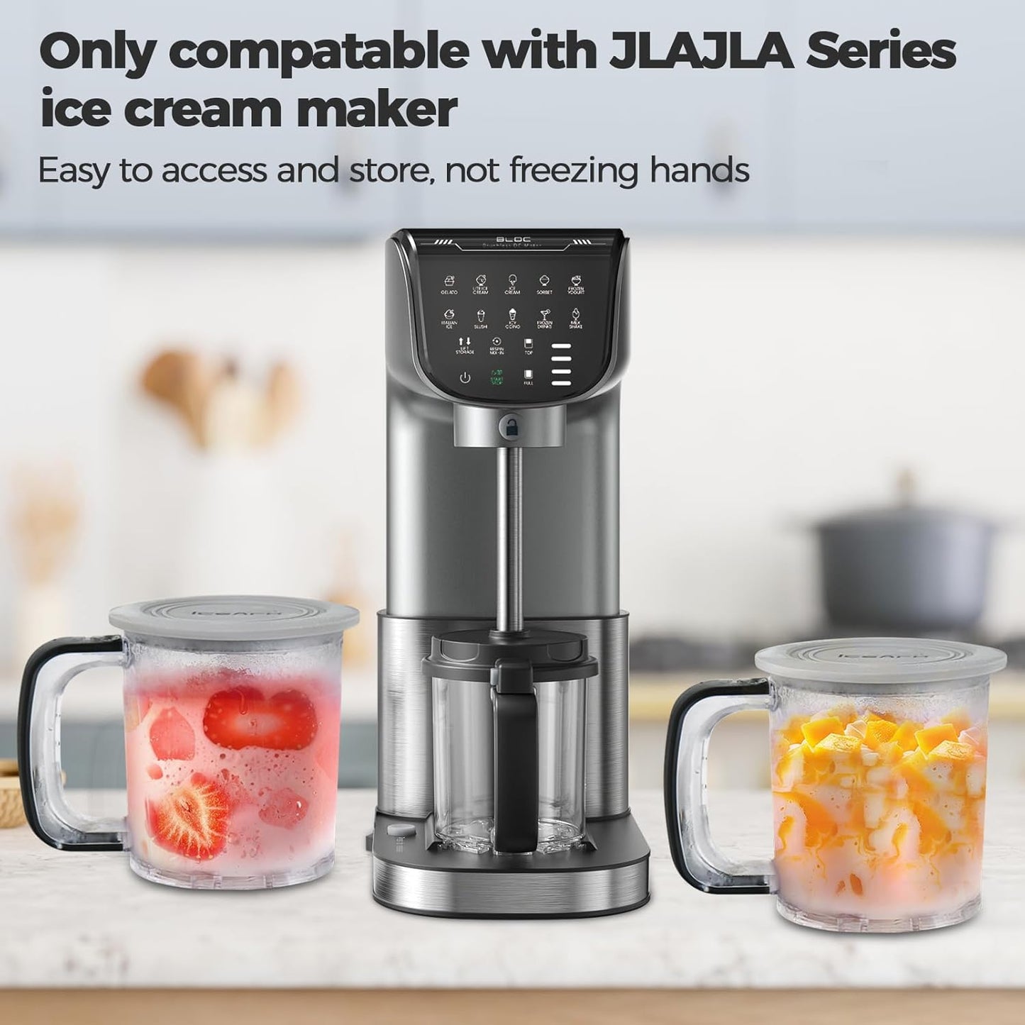 Ice Cream Pints Containers and Lids: Ice Cream Pint Containers Compatible with JLAJILA Ice Cream Maker Dishwasher Safe & BPA-Free (2) - Retail $0