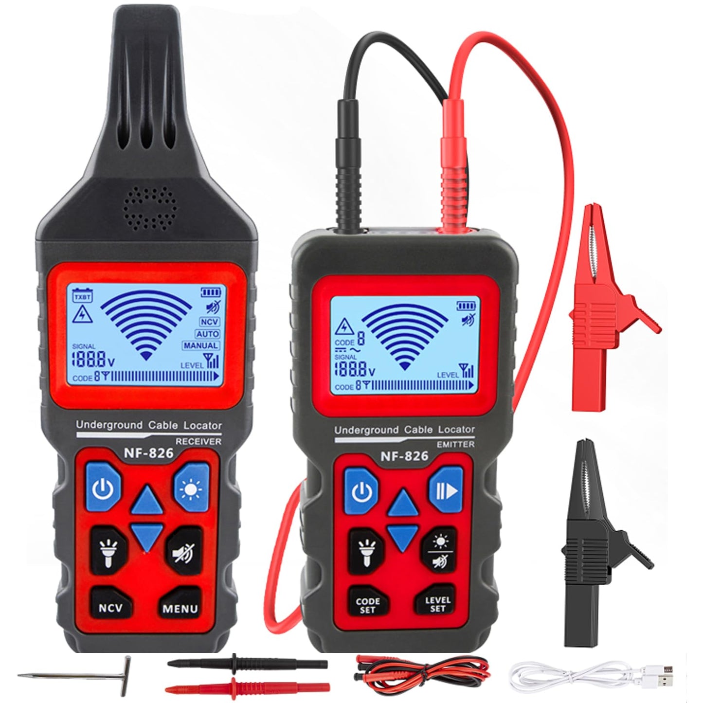 NOYAFA NF-826 Underground Cable Locator Wire Tracker, for Dog Fence Cables Irrigation, Wall and Underground Pipeline Wire Detector