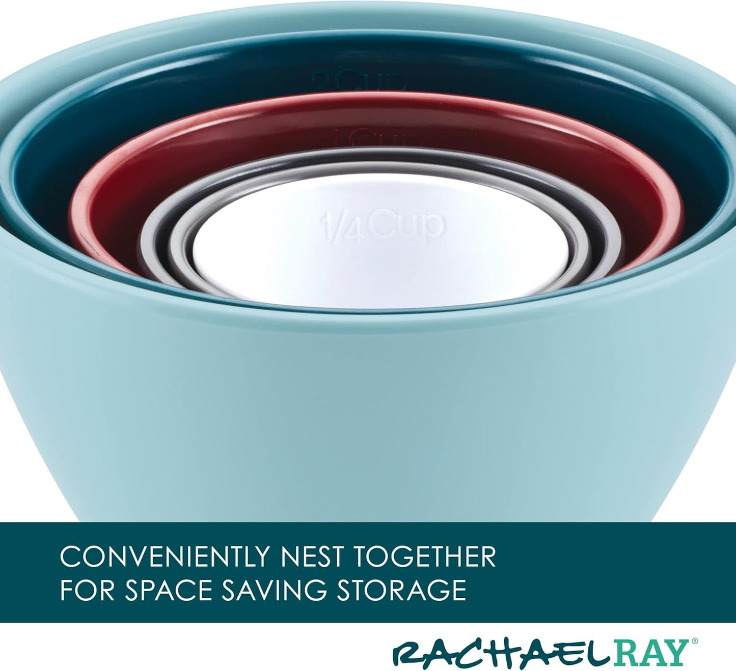 Rachael Ray Tools and Gadgets Nesting/Stackable Measuring Cups Set, 6 Piece - Assorted Colors