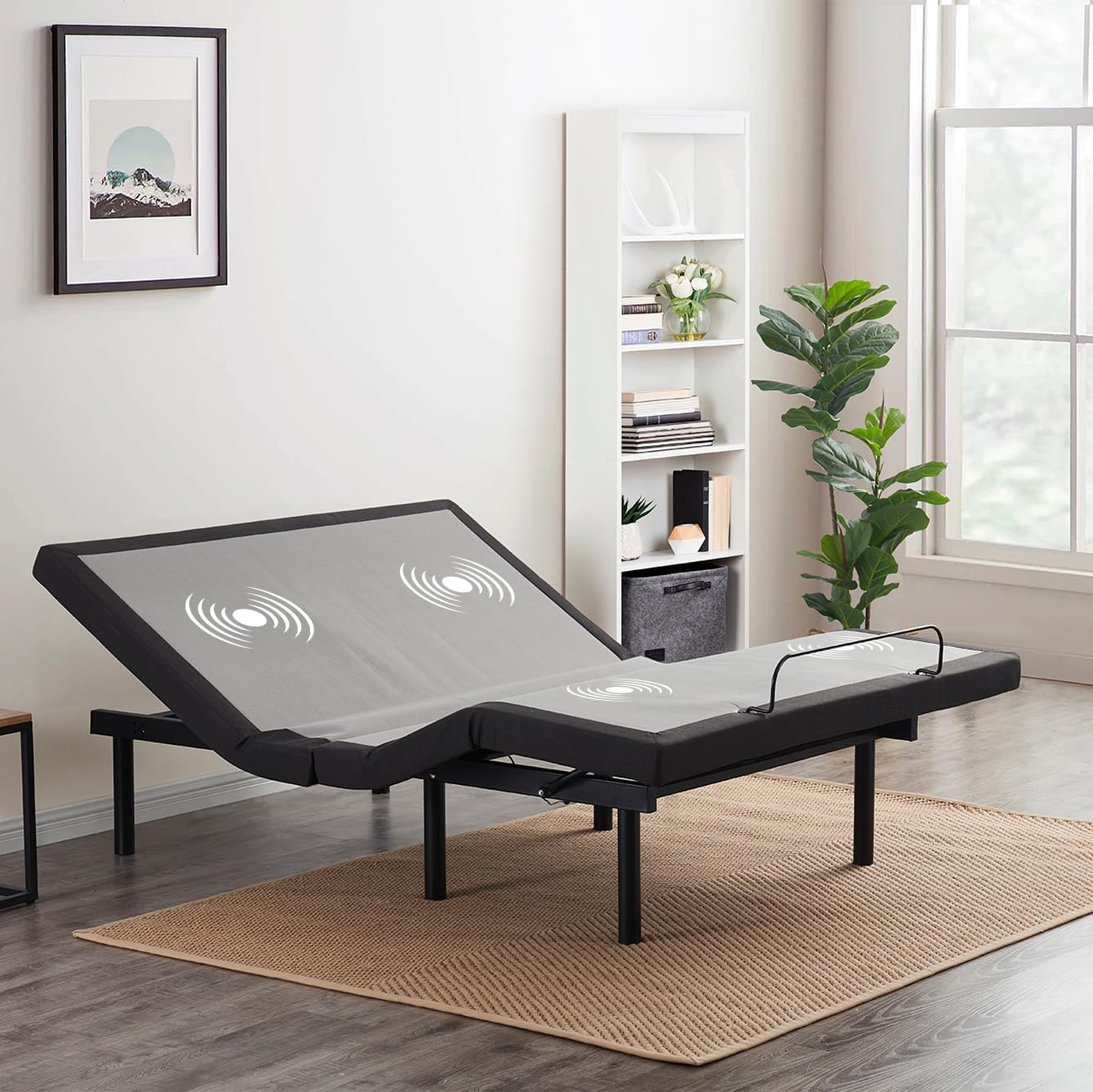 Nestl Adjustable Bed Frame, Adjustable Massage Bed Frame with Wireless Remote, Adjustable Bed Base Head & Foot Massage, Fast & Easy Assembly, USB Ports, LED Light, King Size Bed Frame - Retail $934