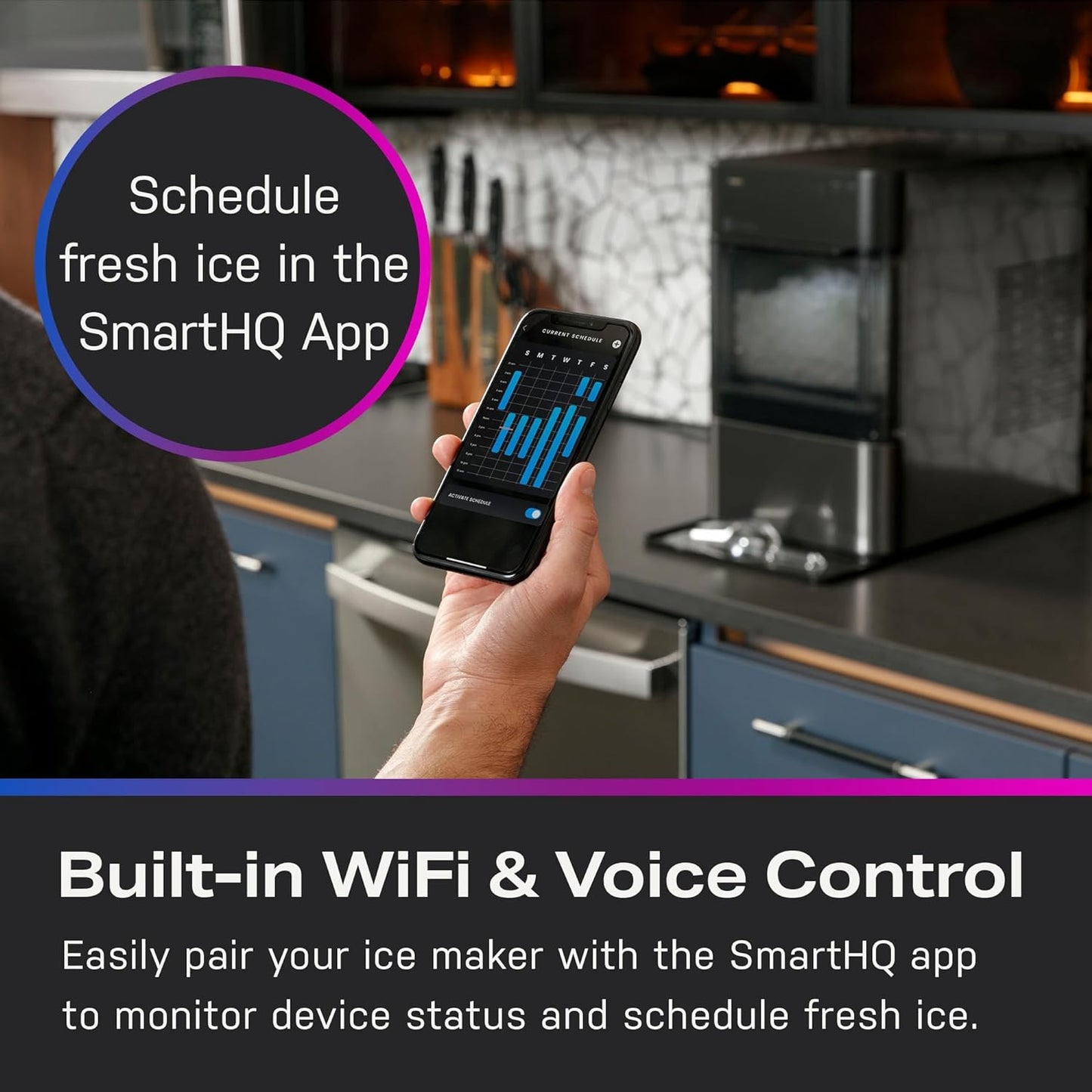 GE Profile Opal 2.0 | Countertop Nugget Ice Maker with Side Tank | Ice Machine with WiFi Connectivity | Smart Home Kitchen Essentials | Black Stainless