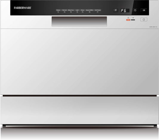 Farberware Portable Countertop Dishwasher - 7-Program System for Home, RV, and Apartment - Wash Dishes, Glass, and Baby Products - Hookup Required - Retail $300