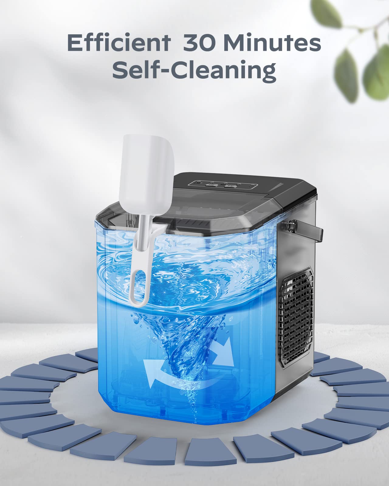 Silonn Ice Maker Countertop, Portable Ice Machine with Carry Handle, Self-Cleaning Ice Makers with Basket and Scoop, 9 Cubes in 6 Mins, 26 lbs per Day, Ideal for Home, Kitchen, Camping, RV - Retail $102