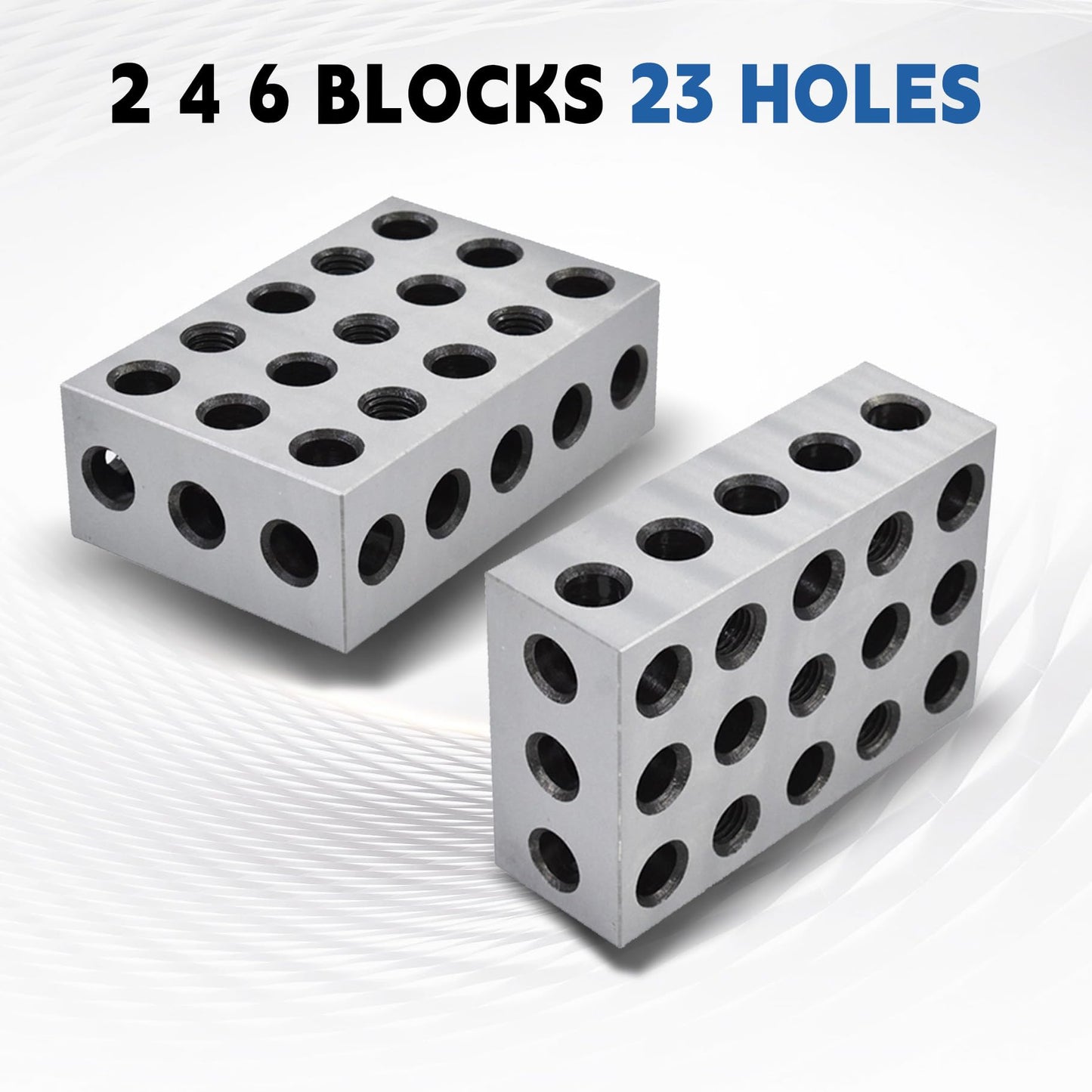 2-4-6 Blocks Matched Pair 23 Holes 0.0002 Ultra Precision Hardened Steel 246 Machinist Set Up Blocks for Milling Machine