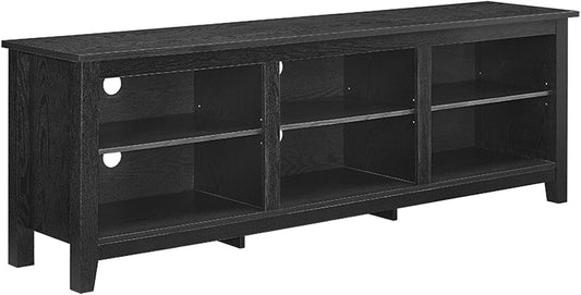 Damage - Walker Edison Wren Classic 6 Cubby TV Stand for TVs up to 80 Inches, 70 Inch, Black