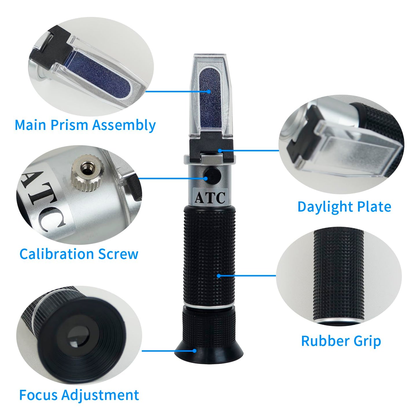 Honey Refractometer with ATC, Portable Refractometer for Honey Moisture,Triple Scale (Honey Moisture: 12-27%, Brix: 58-90%, Baume: 38-43°),Ideal for Honey, Molasses,Maple Syrup,Fruit jam