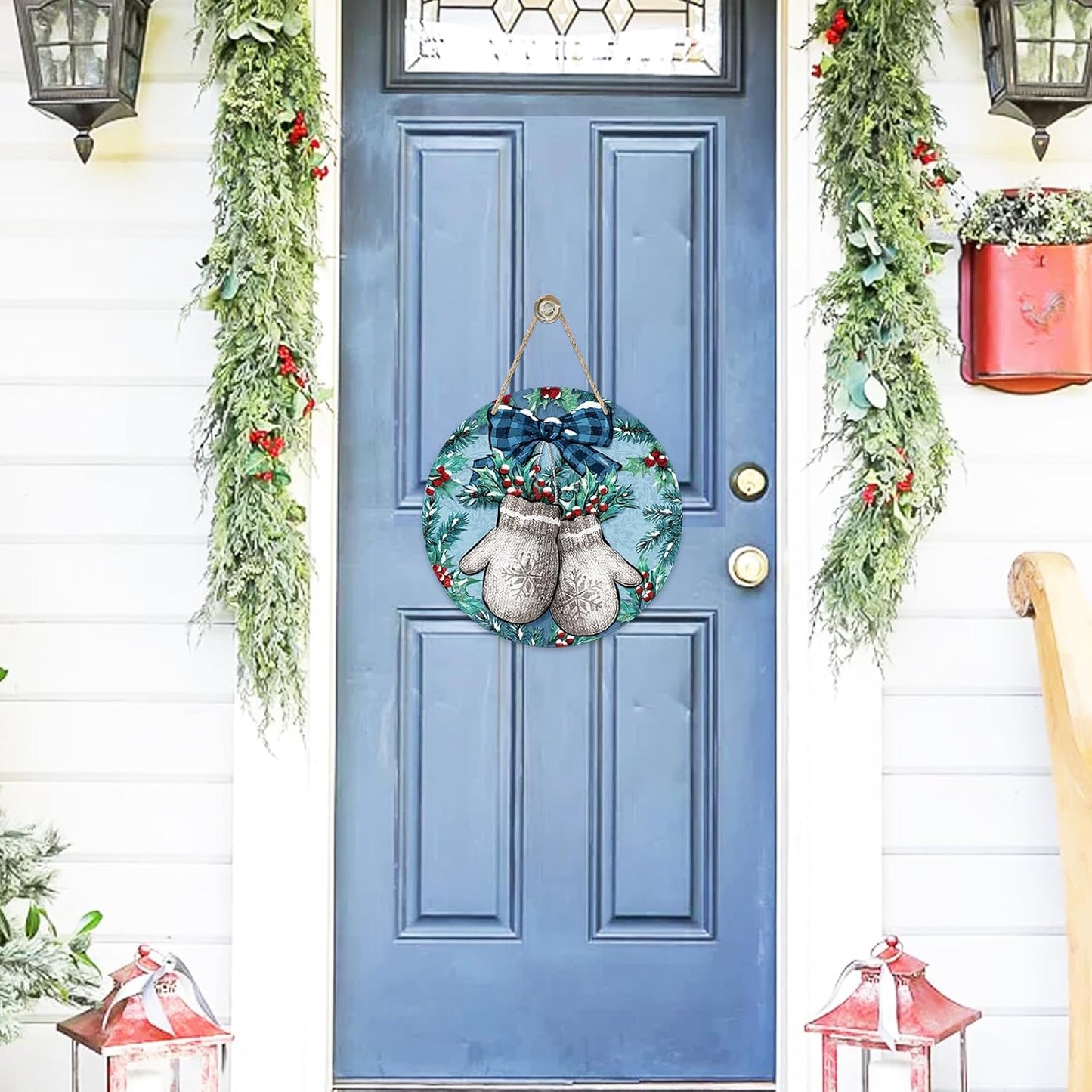 Deroro Winter Mitten Blue Front Door Sign