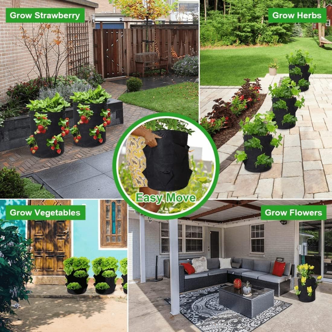 Strawberry Grow Bags, 2 Pack Strawberry Planter with Holes Grow Pockets