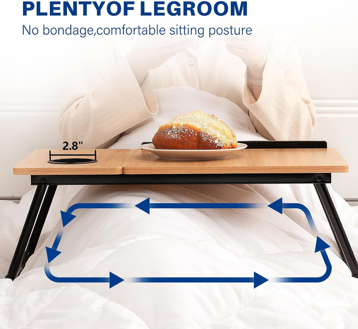 Laptop Desk for Bed Couch, Adjustable Foldable Bed Table with Cup Holder