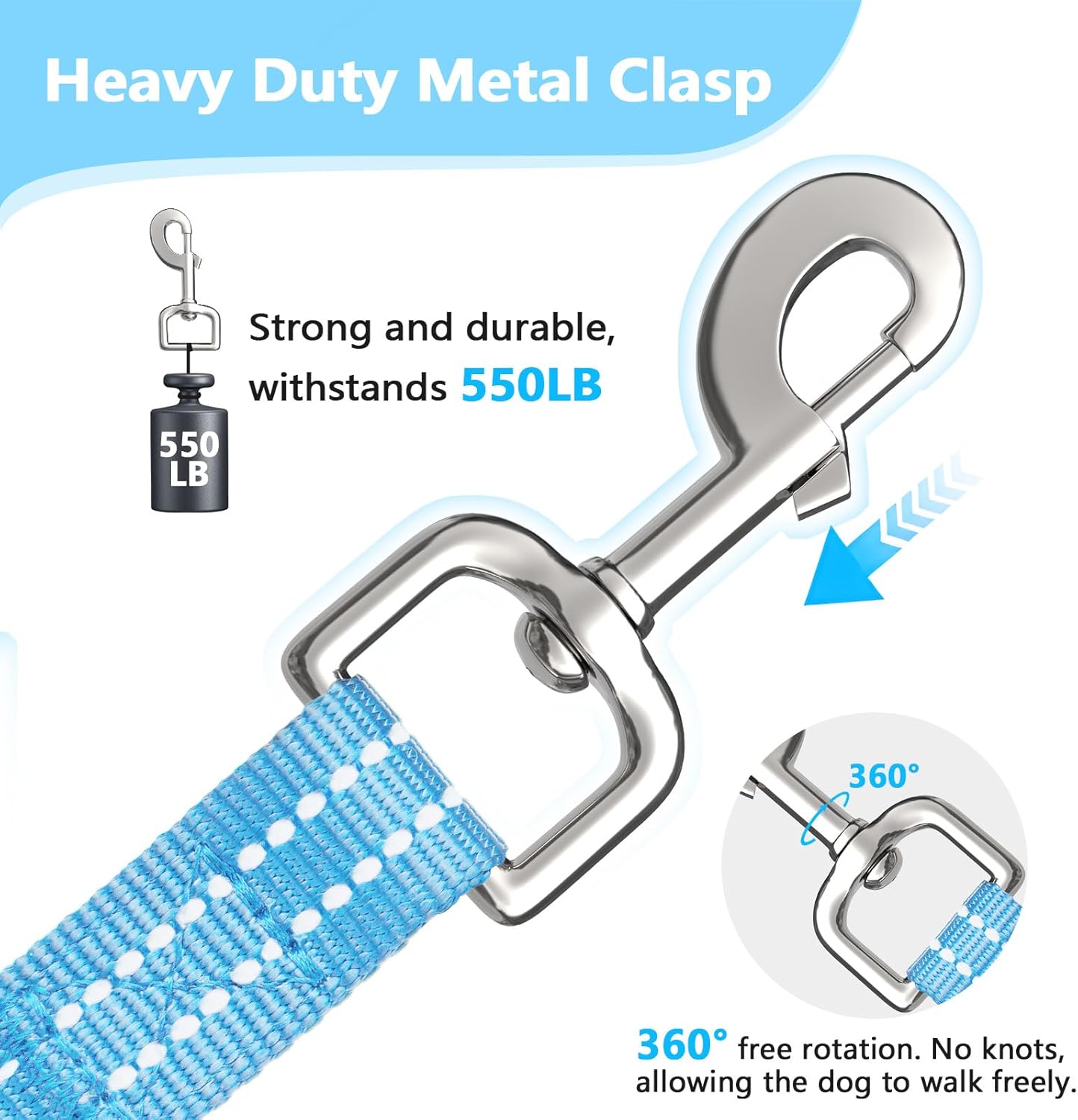 Long Dog Leash XiaZ Training Leashes 10/15/20/30/50/100ft Long Lead for Dogs 100ft Training Leash for Outside Blue 100 Foot Nylon Padded Handle Reflective Hiking Yard