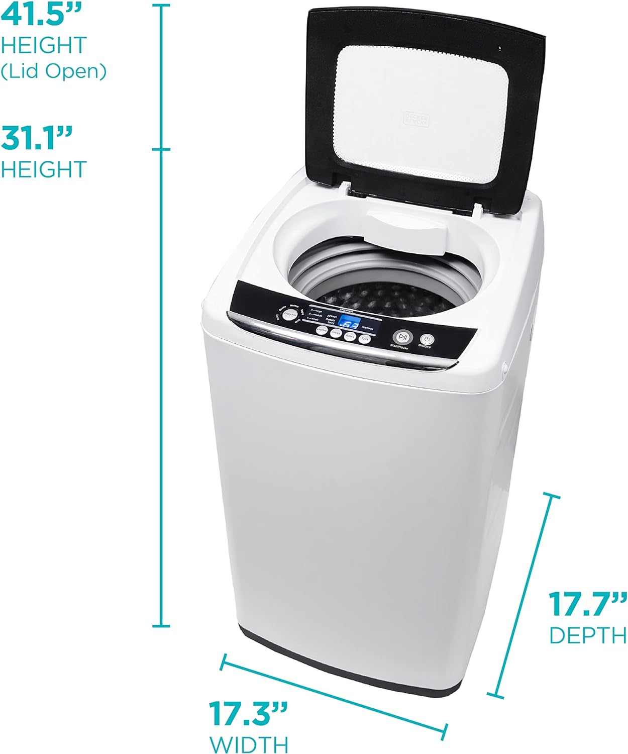 NEW - BLACK+DECKER Small Portable Washer, Washing Machine for Household Use, Portable Washer 0.9 Cu. Ft. with 5 Cycles, Transparent Lid & LED Display - Retail $284