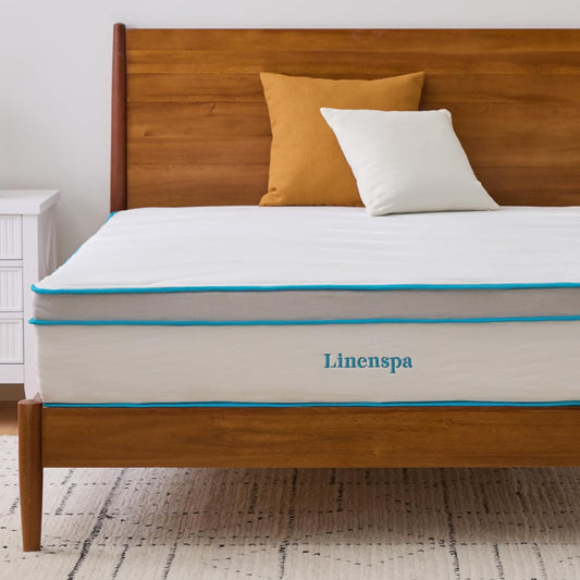 NEW - Linenspa QUEEN 12 Inch Memory Foam and Spring Hybrid Mattress - Medium Plush Feel - Bed in a Box - Pressure Relief and Adaptive Support - Breathable - Cooling - Primary Bedroom - Queen Size - Retail $349