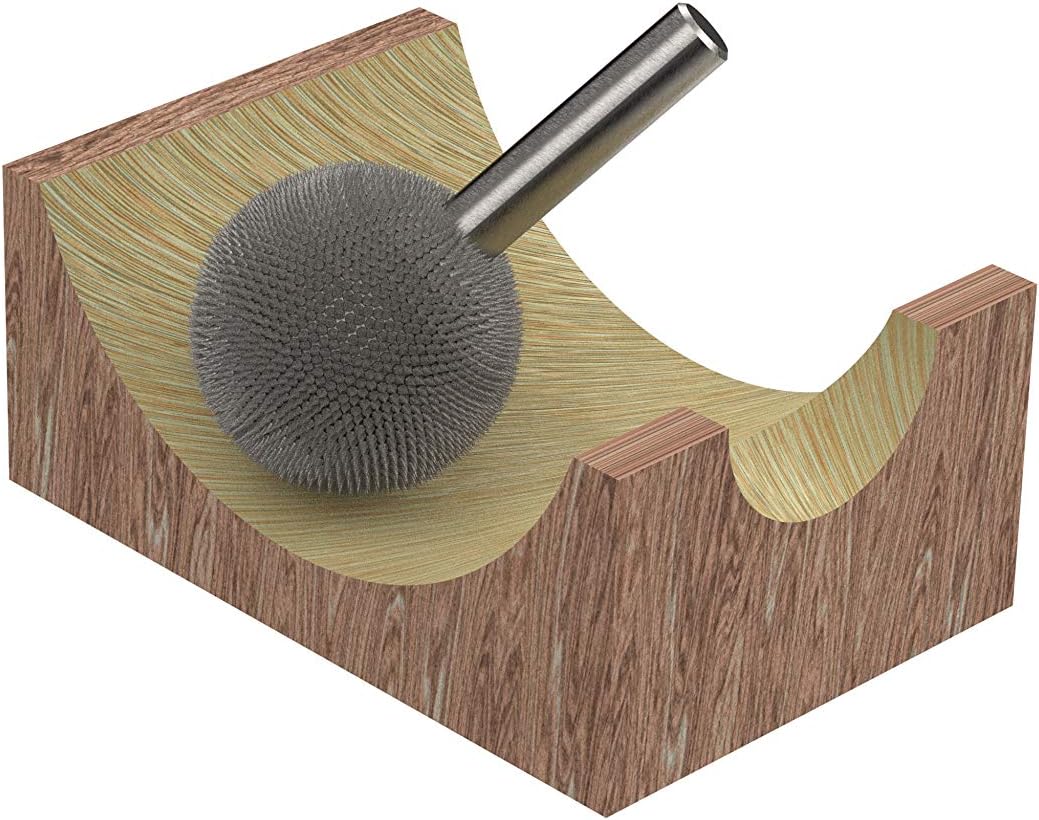 Kutzall Original Sphere Rotary Burr, 1⁄4" Shaft, Fine - Wood Carving Bit for Bosch, DeWalt, Milwaukee Tools. Abrasive Tungsten Carbide Coating, 1" (25.4mm) Head Diameter, S-1G