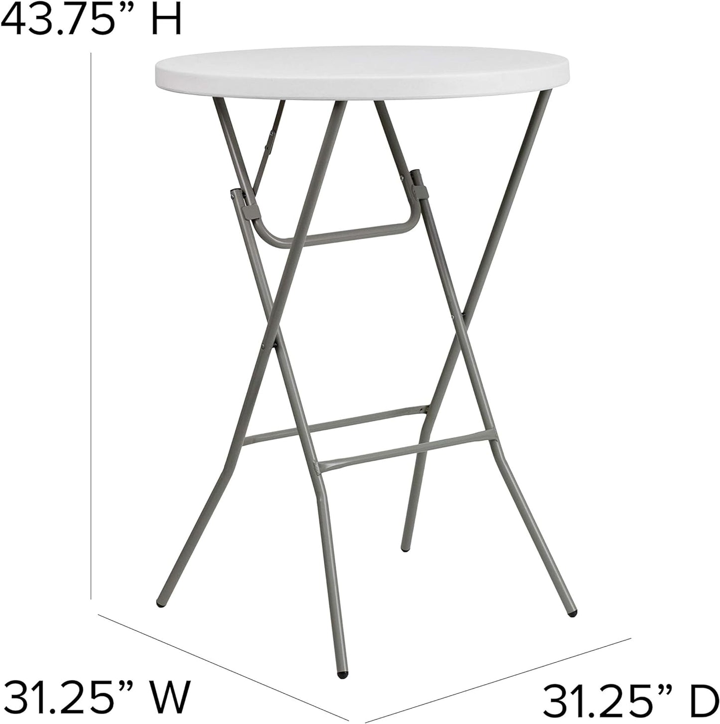 Flash Furniture Elon 2.6-Foot Round Granite White Plastic Bar Height Folding Table, Set of 1 - Retail $76