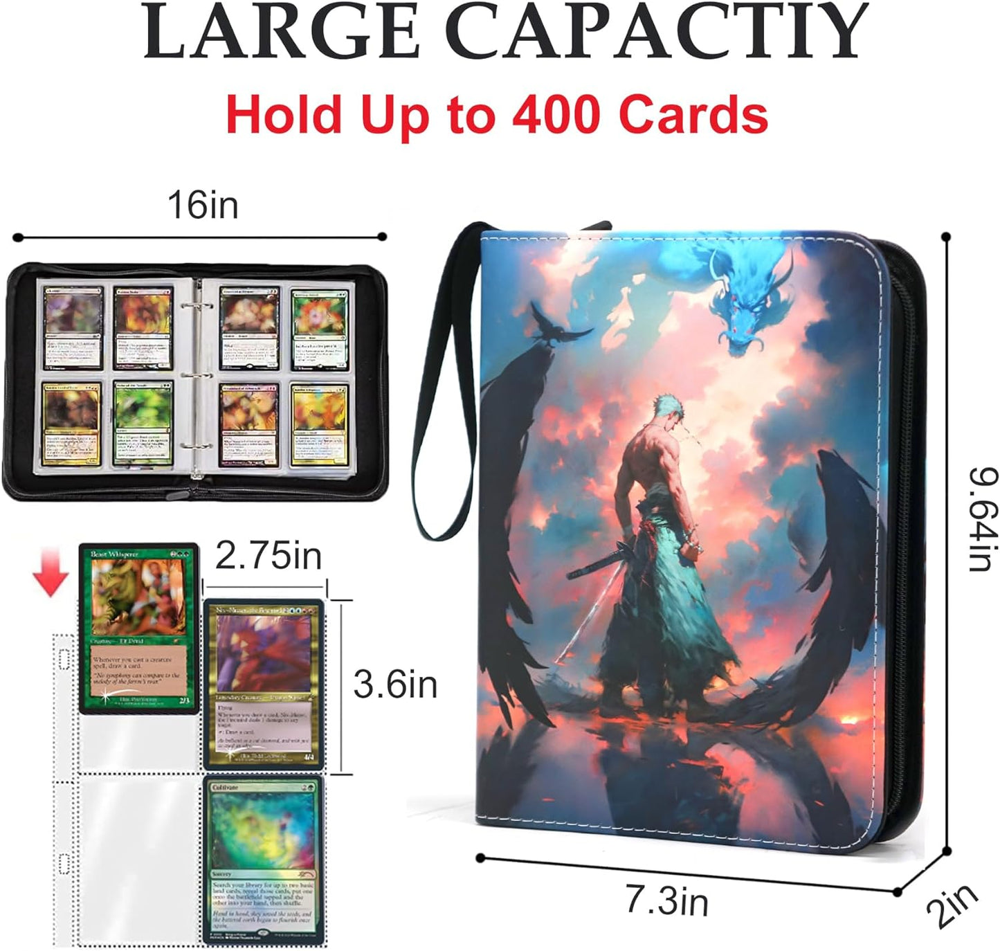 400 Pockets Zoro Card Binder for One Piece Zoro Cards