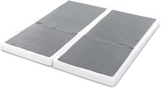 NEW - ZINUS Split King No Assembly Metal Box Spring, 4 Inch White Mattress Foundation, Sturdy Metal Structure - Retail $330