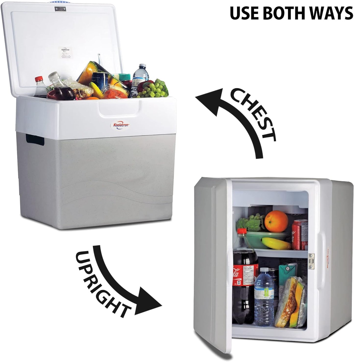 NEW - Koolatron Electric Portable Cooler Plug in 12V Car Cooler/Warmer 49 qt (52 L), No Ice Thermo Electric portable Fridge for camping, Travel Road Trips Trucking with 12 Volt DC Power Cord, Gray/White. - Retail $190