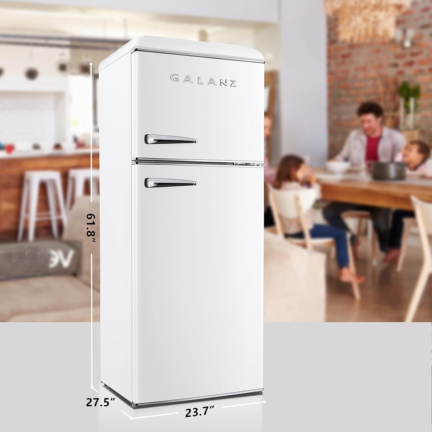 NEW - Galanz GLR10TWEEFR Retro Refrigerator with Top Freezer Frost Free, Dual Door Fridge, Adjustable Electrical Thermostat Control, 10 cu ft, White - Retail $796