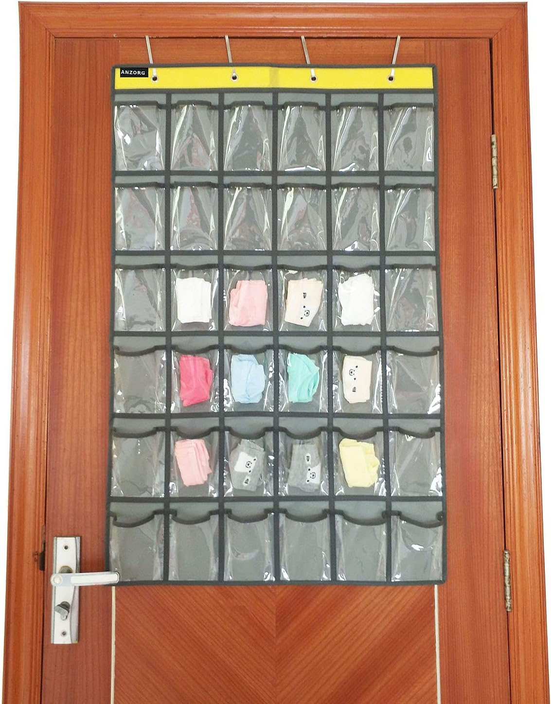 Classroom Cell Phones Organizer Calculators Holder Over Door Hanging Jewelry Organizer Closet Underwear Sock Storage with 36 Clear Pockets