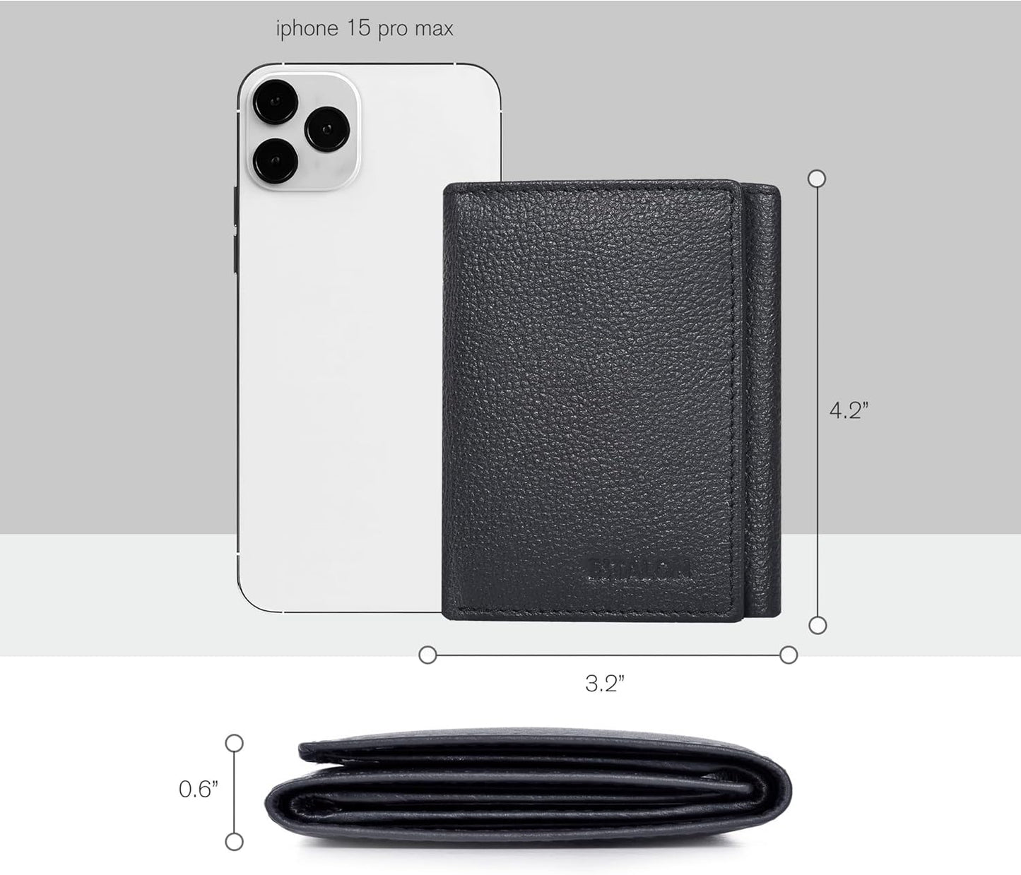 ESTALON Leather Trifold Wallet For Men - RFID Blocking - 6 Card Slots, 2 Slip Pockets & 1 Front ID Window - Minimalist Design, Slim Wallet